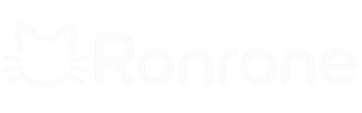 Logo Ronrone Blanc avec une tête de chat