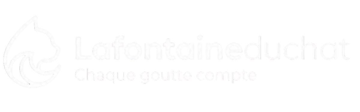 Logo blanc de la fontaine du chat